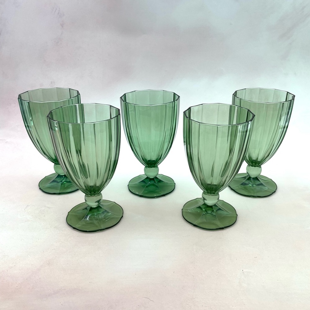 Set of 5 Green Goblets